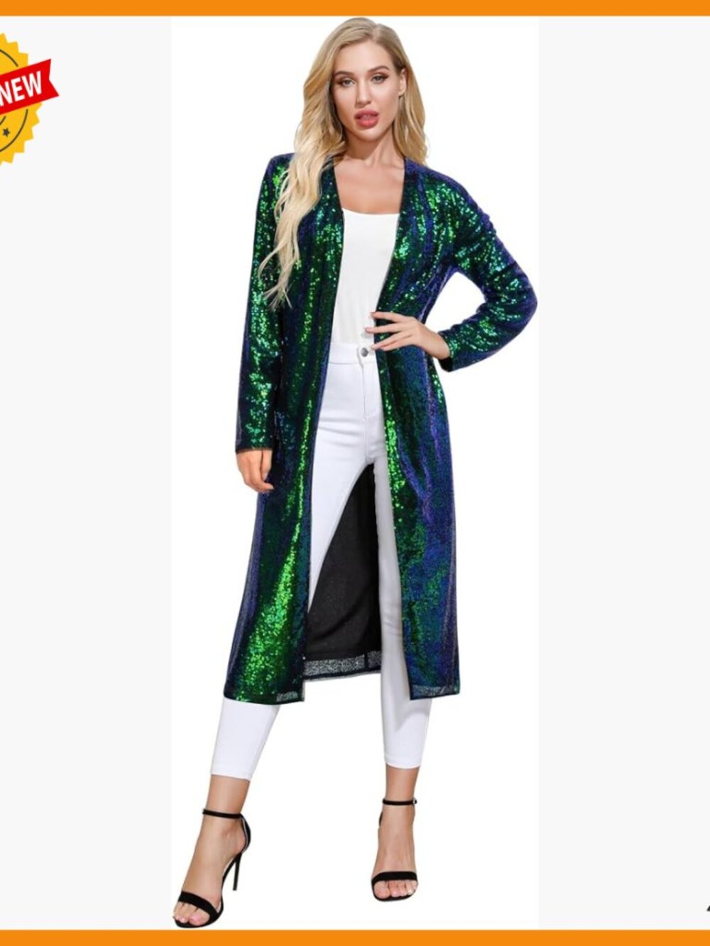 Long Sequin Blazer, Sparkly Open Front Evening Jacket, Formal Party Wear